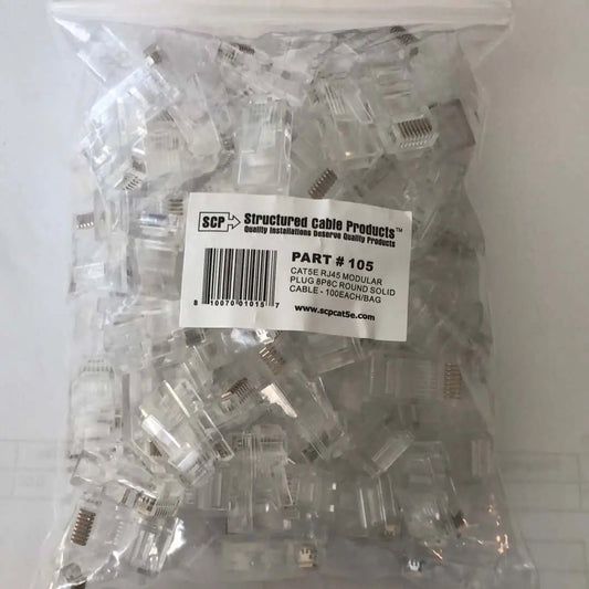 Network Connectors CAT5E RJ45 MODULAR NETWORK PLUG 8P8C - Bag of 100 - Central Security